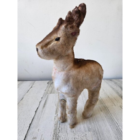 Antique deer reindeer Xmas decor standing statue figurine - Picture 1 of 13